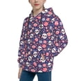 thumbnail image 2 of Lsque white Skull Flower Patten Youth Hoodie Sweatshirt Pullover with Kangaroo Pocket Boys and Girls Hoodie Warm Hoodie for Kids-X-Large, 2 of 6