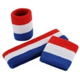 thumbnail image 2 of Fitness Tricolor Sports Headband Wristband Combination - Rojo Blanco Azul Ormromra WMZL-1226-8, 2 of 8
