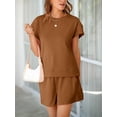 thumbnail image 4 of Women Loungewear Set Short Sleeve Tops & Shorts 2 Piece Outfits Set with Pockets, 4 of 5