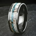 thumbnail image 5 of Tungsten Carbide Rings for Men Wedding Bands for Him 8mm Black Tungsten Carbide Ring Deer Antler and Turquoise, 5 of 5