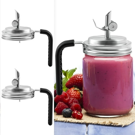 2 Pack Mason Jar Lids Wide Mouth Pour Spout Flip Cap Lids Leak Proof Airtight for Food Storing