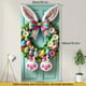 thumbnail image 2 of Cubierta de puerta de bienvenida de conejo, decoración de fondo de puerta de Feliz Pascua rosa, letrero de bienvenida para puerta de entrada de Pascua para recuerdos de fiesta de Feliz Pascua, 2 of 7