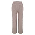 thumbnail image 5 of IDALL Linen Pants Women Petite Pants Women Cotton And Linen Striped Elastic Waist Side Back Four Pockets Buttoned 9/10 Pants Baleaf Pants Women Summer Pants Wine L, 5 of 9