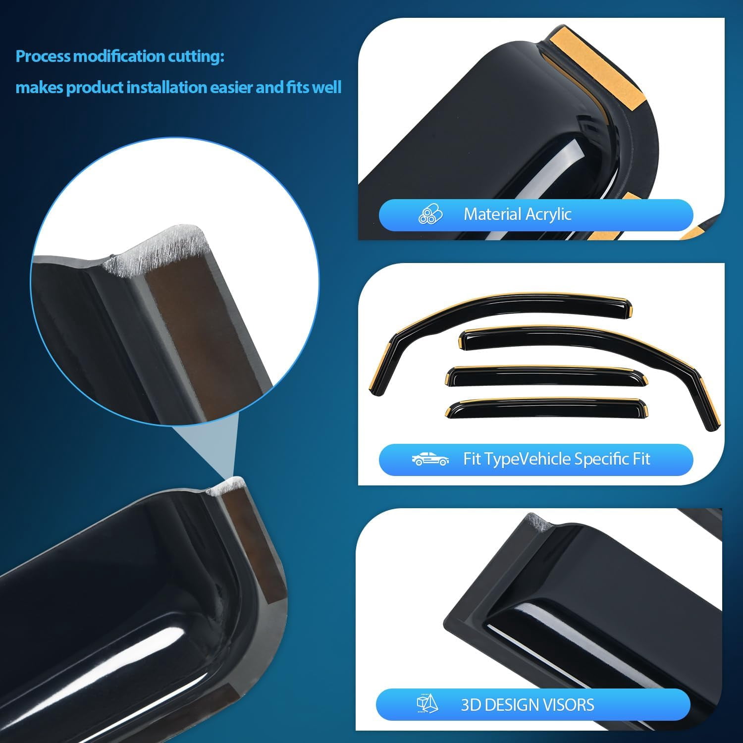 Nilight Durable Rain Guards for Toyota Tacoma Double Cab 2016 2017 2018 2019 2020 2021 2022 2023 Window Deflectors, Vent Window Visors, 4 Pieces