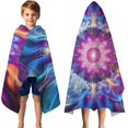 thumbnail image 3 of Colorful Tie Dye Flame Flower Pattern Hooded Bath Towel，50"x30" for Ages 3 To 12 Kids, Quick Dry Lightweight Soft Microfiber Hood Beach Towel Cover Up for Kids, 3 of 7
