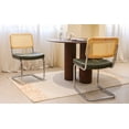 thumbnail image 3 of Dining Chairs Set of 2, Fauex Leather Rattan Side Accent Chairs with Legs, Modern Mid Century Breuer Designed Chairs, Upholstered Dining Living Room Kitchen Chairs (Dark Green-2pcs), 3 of 26