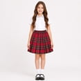 thumbnail image 3 of Uniform Skirts for Girls Toddler Skirts Elastic Plaid Pleated Skirt Athlecic Waistband Built in Shorts Yellow,3-4 Years, 3 of 9
