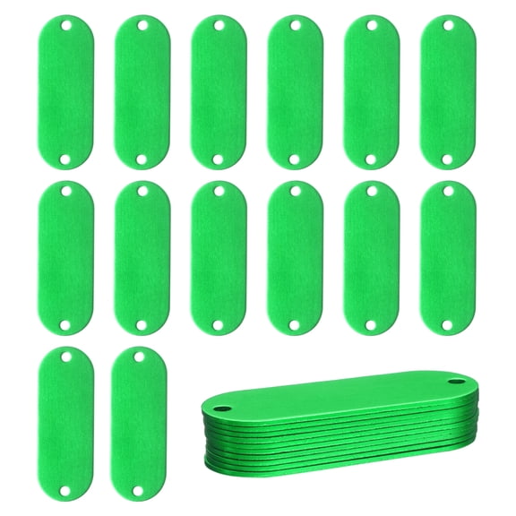 Uxcell 24Pcs Aluminum Engraving Blanks Tags, Metal Blank Tags Stamping Oval with 2 Holes Blank Bulk Dog Tag for DIY Personalized Pet Tag Number Tag, Green