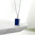 thumbnail image 5 of Gem Stone King 10.10 Cttw Blue Created Sapphire and White Moissanite Pendant Necklace for Women | 925 Sterling Silver | Emerald Cut 14X10MM | With 18 inch Silver Chain, 5 of 5