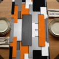 thumbnail image 5 of Table Runners 72 Inches Long Dress Scarves, Burnt Orange Black Geometric Farmhouse Kitchen/Dining Table Runner, Coffee Tablerunners, Modern Abstract Art Block 18x72 Inch, 5 of 9