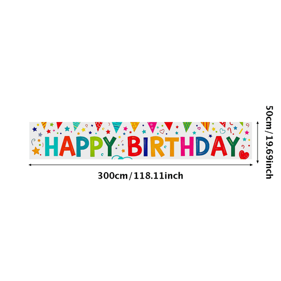 Colorful Happy Birthday Banner with Star Heart Elements Backdrop Background Party Supplies Birthday Party Decors Photography Props Birthday Decoration