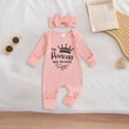 thumbnail image 2 of Splozh Newborn Hospital Outfit Boy Baby Outfit Romper Jumpsuit Cute Baptism Outfit with Headband Sleep and Play Romper Pink,NewBorn, 2 of 6