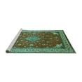 thumbnail image 2 of Ahgly Company Machine Washable Indoor Rectangle Medallion Turquoise Blue Traditional Area Rugs, 7' x 9', 2 of 4