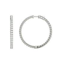 Charles & Colvard 14K White Gold Forever One 1.7mm Round Moissanite Hoop Earrings 0.68cttw DEW