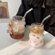 thumbnail image 5 of Vaso de vidrio con diseño estético ondulado, vaso de vidrio acanalado vintage de 18 oz, elegante vaso de vidrio con diseño único para café helado, jugo, leche, artesanía consciente de la salud para, 5 of 6
