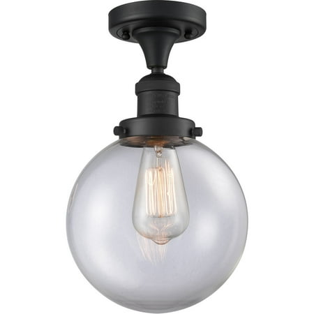 

Matte Black Tone Semi Flush 8 Wide Steel/Cast Brass/Glass Medium Base LED 1 Light Fixture