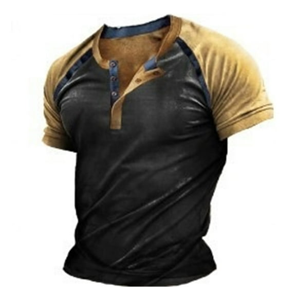 Baqcunre Tshirts Shirts For Men Summer Men'S T Shirt Short Sleeved Sports Casual Men'S T Shirt Retro V Neck Top Polo Shirts For Men Tops For Men Black L