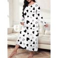 thumbnail image 2 of Women'S Sleepwear Long Sleeves Nightgown Print Tee Sleep Dress Black Love on White Background XXL, 2 of 3