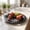 Black, variant on VVQ Plastic Round Hollow Basket, Outdoor Picnic Food Plates Holders Storage Basket, Lightweight Barbecue Plates Holders for Kitchen Sink Draining, Blue
