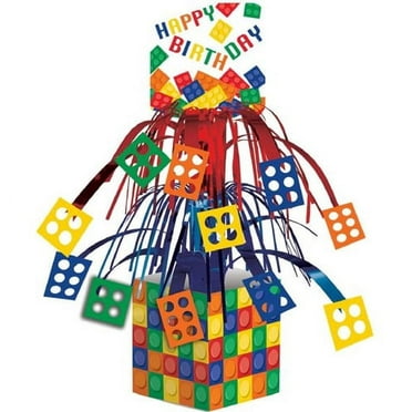 Party Central Pack of 6 Multicolor Cascading Block Birthday Party Foil Centerpieces 14.5"