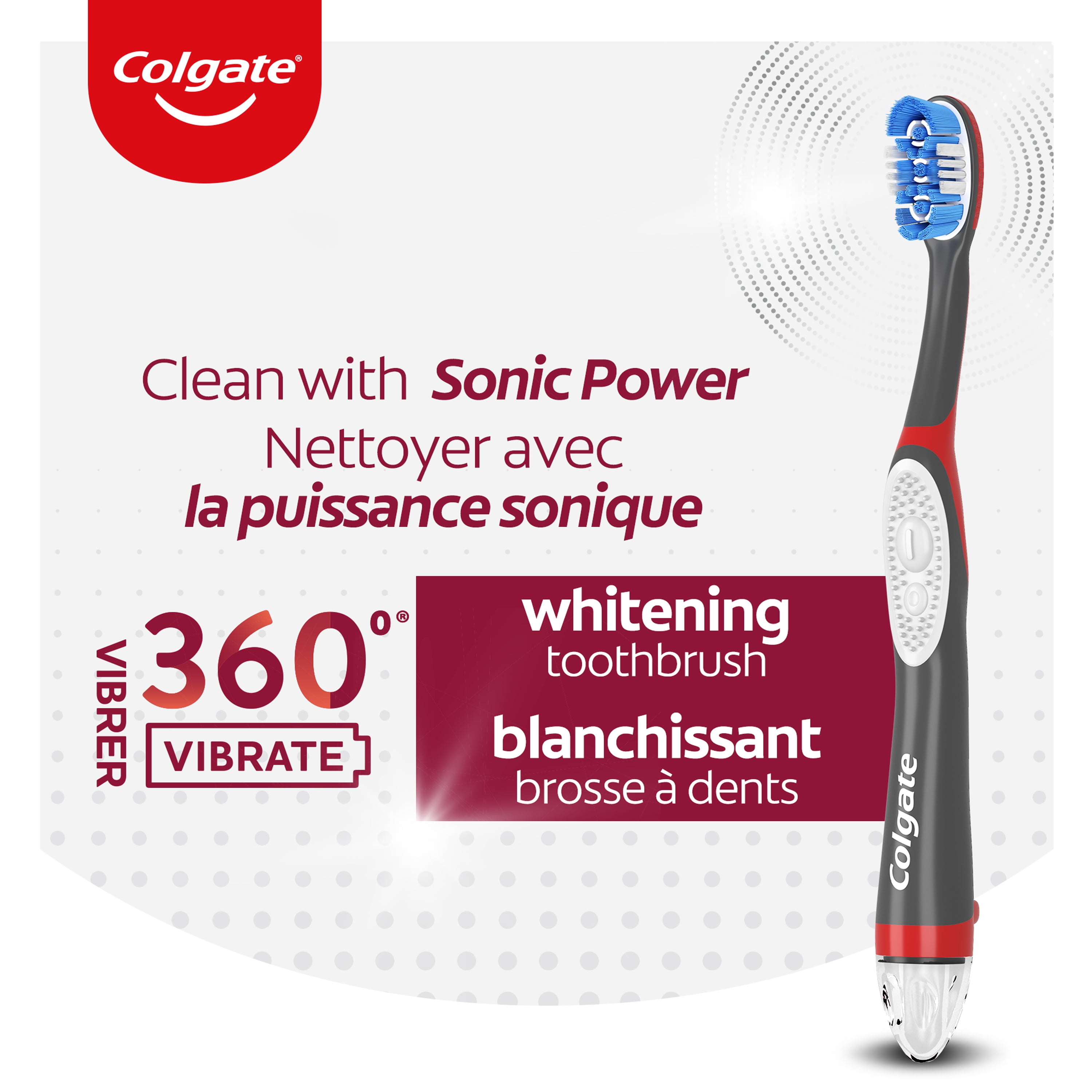 Colgate 360 Vibrate Whitening Battery-Operated Toothbrushes with 1 AAA Battery