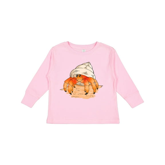Inktastic Cute Hermit Crab on Beach Boys or Girls Long Sleeve Toddler T-Shirt