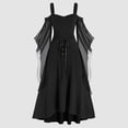 thumbnail image 4 of HXWCHs Women's Victorian Gothic Dress Solid Color Fitted Waist Retro Court Ball Gown Black XL, 4 of 7