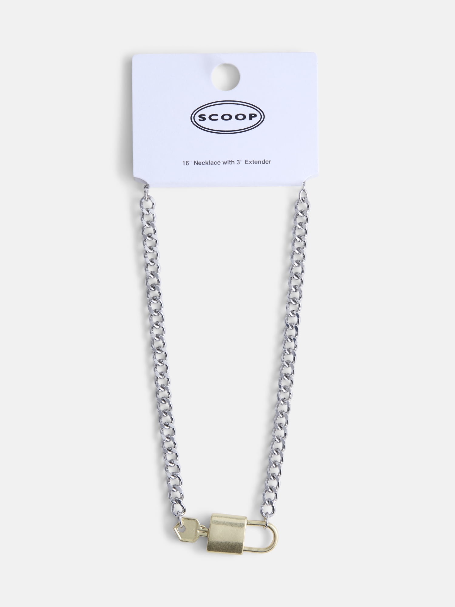 Scoop Women’s Rhodium Tone and Brass Tone Padlock Key Necklace