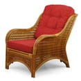 thumbnail image 5 of SK New Interiors Set of 2 Natural Rattan Wicker Jam Chairs w/Burgundy Cushions and Round Coffee Table w/Glass, Colonial, 5 of 6
