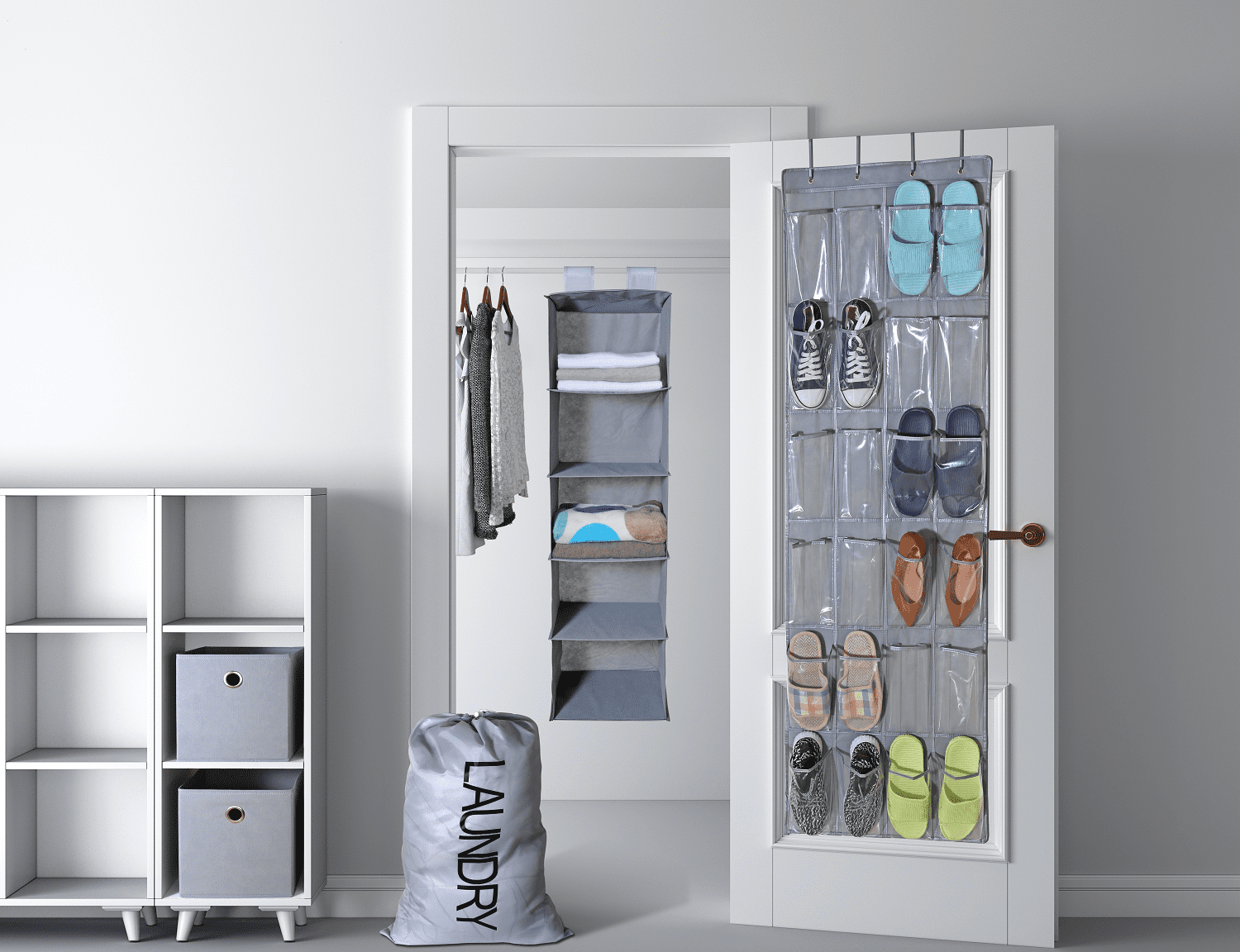 Mainstays 5pcs Closet Set Organizer, Soft Silver
