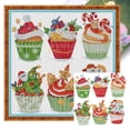 thumbnail image 1 of Kit Punto Cruz Con Cupcakes Navidad Hilo Algodón Ecológico Bordado 11CT 36x35cm, 1 of 9