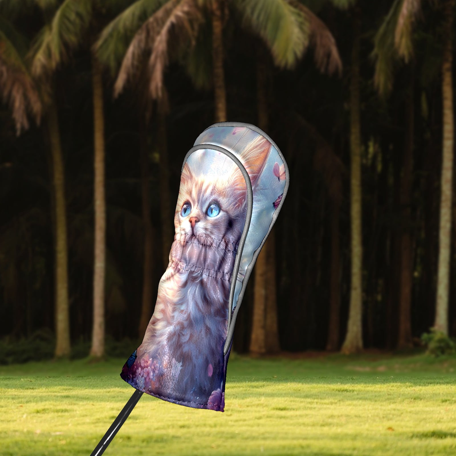 Golf Club Covers PU Leather Waterproof Head Covers for Fairway Woods Hybrids Dream Cat Unisex Fits Most Brands
