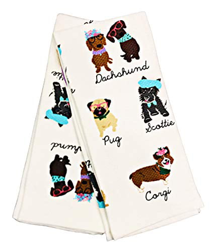 Cooking & Everyday Kitchen Tasks Drying Truly Lou Essentials Kitchen Towel Set Dog Breeds Soft Absorbent Cotton for Cleaning Baking