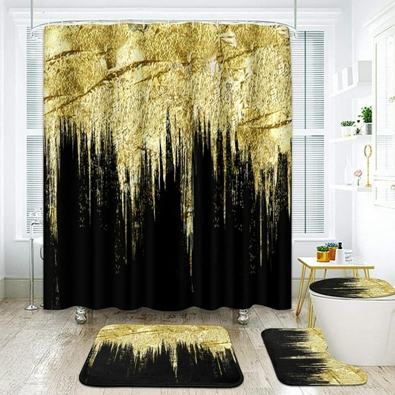 Blue Marble Space Vintage Bathroom Set with Shower Curtain and Rugs and Accessories, Retro Geometric Colorful Shower Curtain Set, Abstract Modern Shower Curtain for Bathroom Decor 4 Pcs