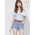 thumbnail image 3 of ORUYROP Red Retro Leather Pin Buckle Belt Flower Print Designer Belt for Women, 3 of 6