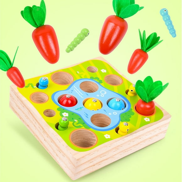 Farm Wooden Pull Education Worm Game Toys Catch Fishing Radish Fun Education
