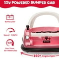 thumbnail image 6 of Kids Bumper Car, 12V Ride on Toy with Remote Control, Electric Bumper Car Ride on for Girls Boys Ages 2-5, 360 Degree Spin, Bluetooth, Light, Seat Belt, Pink, 6 of 7