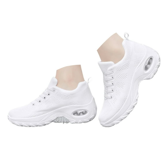 Mepaouo Women's Walking Shoes Air Cushion Athletic Running Tennis Sneakers Arch Support Platform Loafers