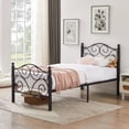 thumbnail image 6 of VECELO Metal Platform Bed Frame with Victorian Headboard and Footboard, Modern Bedroom Mattress Platform Foundation, Twin Size, Black, 6 of 8