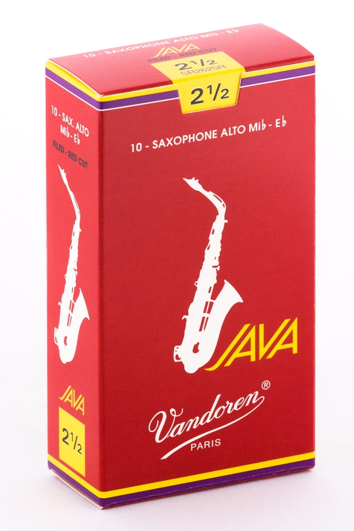 Vandoren Alto Sax Java Red Reeds Strength 2.5; Box of 10