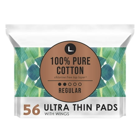L. Ultra Thin Unscented Pads With Wings  Regular Absorbency  56 Ct