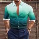 thumbnail image 1 of Blusa y camisa de manga larga con cuello vuelto para hombre, estilo casual, a la moda, con botones estampados, blusa de manga larga con cuello vuelto, camisetas de poliéster para hombre, 1 of 5