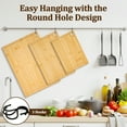 thumbnail image 6 of Kikcoin Bamboo Cutting Board, 3 Pcs Cutting Board with 3 Hooks, Wood Chopping Boards for Kitchen, Deep Juice Groove for Vegetables and Meat, 6 of 9