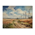 thumbnail image 3 of Designart "Countryside Road Leading to Wind Turbines I" Landscapes Print on Natural Pine Wood, 3 of 5