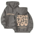 thumbnail image 4 of Jesus Print Hoodies for Women Long Sleeve Hooded Sweatshirt Fall Casual Pullover, 4 of 6
