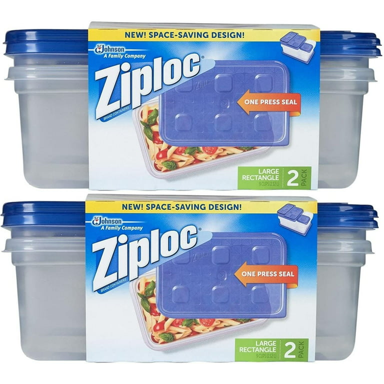 Ziploc® Brand, Food Storage Containers with Lids, Smart Snap Technology, Large  Rectangle, 2 ct 