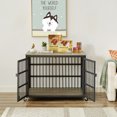 thumbnail image 3 of Fulvari Indoor Dog Kennel Dog Crates With Wheels Iron Frame And Tube Modern Furniture Style Dog Cage For Indoor 110.24"x73.82"x73.62", 3 of 9