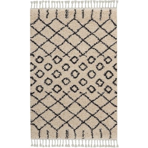 Nourison Moroccan Shag Bohemian Cream 2'2" x 4' Area Rug, (2' x 4')
