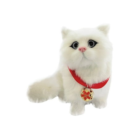 XIANXIAN Realistic Baby Calico Cat Figurine - Lifelike Furry Kitten Statue Plush Kitty Stuffed Animal Toy Home Office Car Decor Collectible Gift Photo Prop