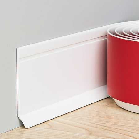 Flexible Baseboard Trim, 6 Inch(H) x 20 Feet(L) Peel and Stick Vinyl Baseboard Molding Trim, Self-Adhesive Wall Base Cove Base
